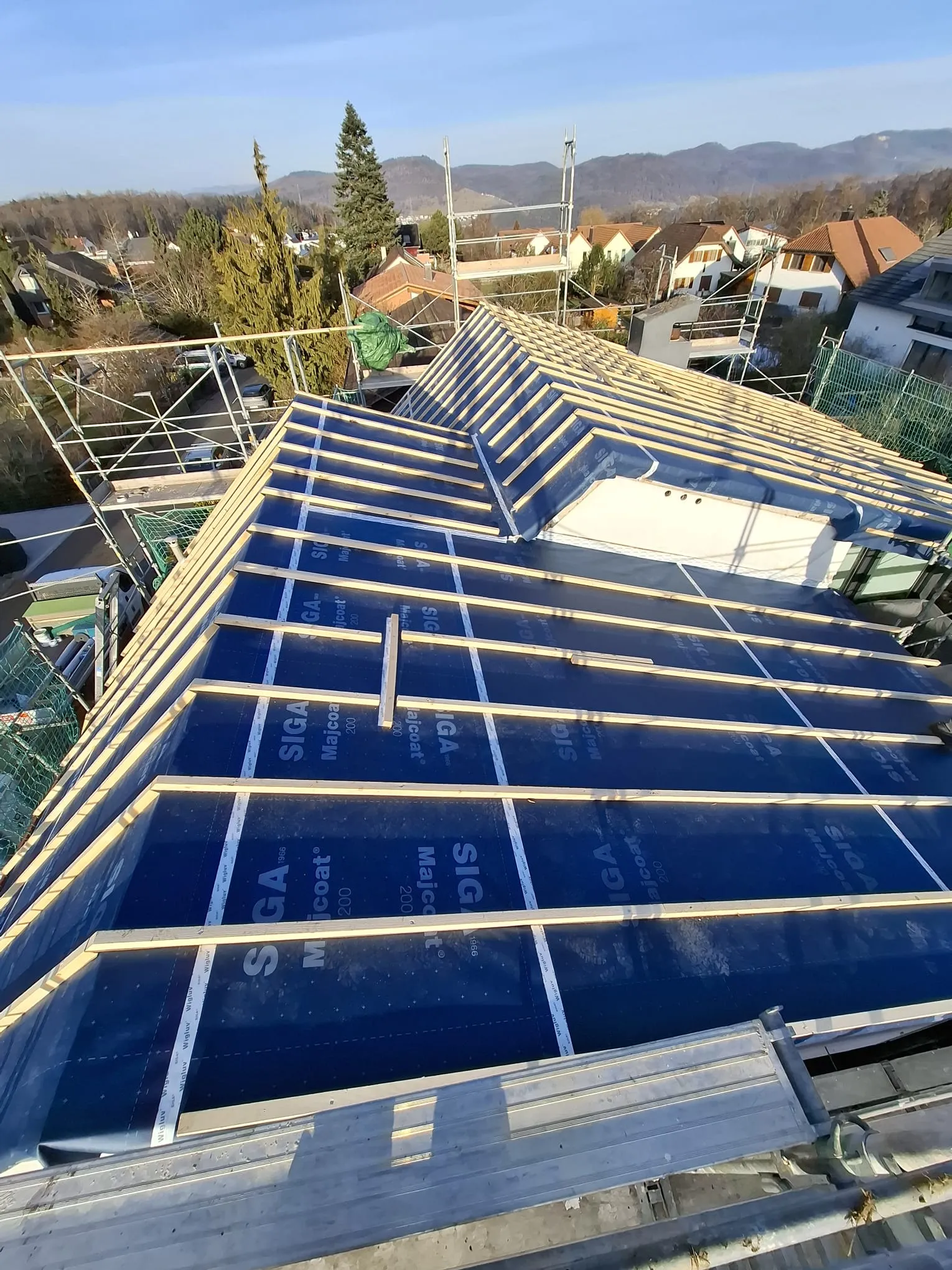 Unterdach und Lattung, Blick über das Dorf, Seltisberg